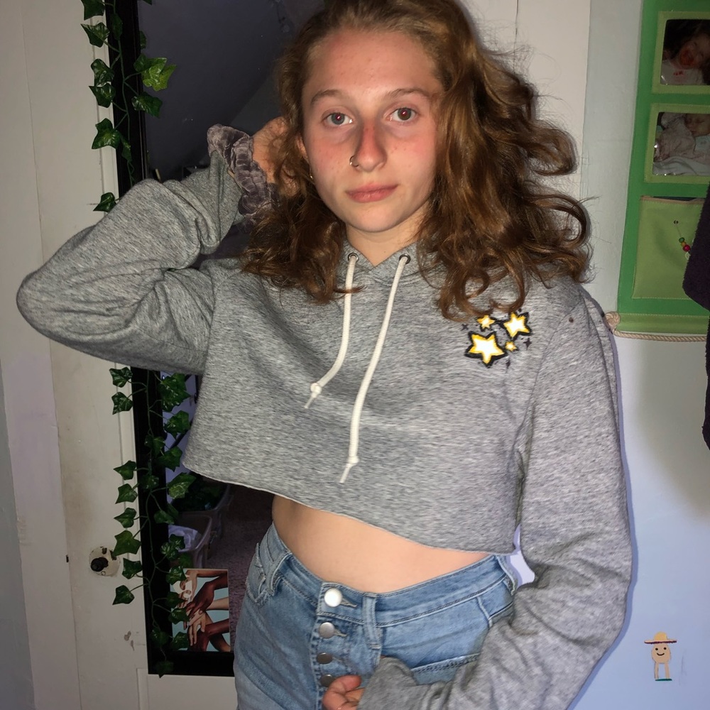old navy grey cropped hoodie